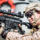 U.S. Marine Corps Corporal Isaiah Ledesma provides security with an M27 rifle aboard the USS Boxer on July 18, 2019 in a photo released by the U.S. military